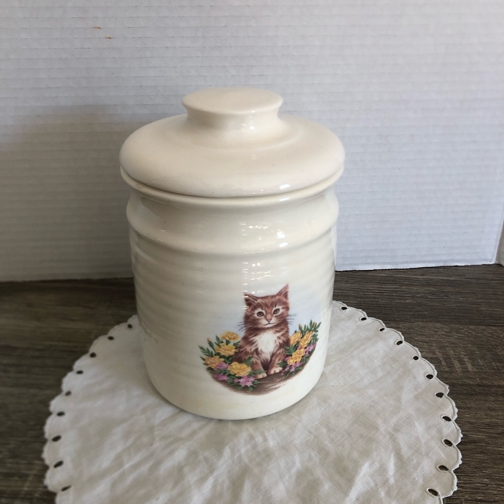 Vtg Adorable Kitten Ceramic Canister